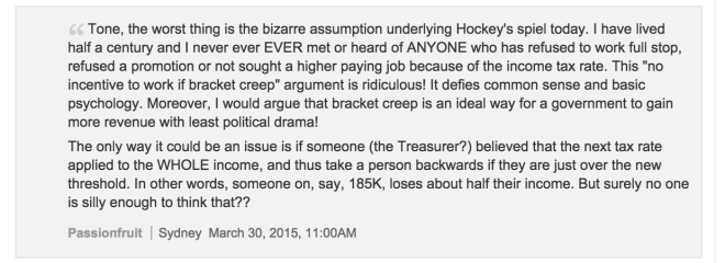 Commenter from the Age is at least engaging with the idea that tax affects growth.